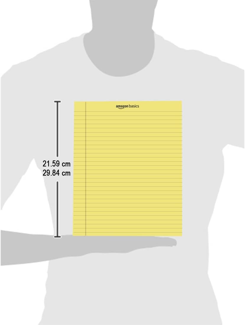 Amazon Basics Wide Ruled Lined Writing Note Pads with Sturdy Back, 8.5" x 11.75", Multicolor, 6-Pack, 300 Sheets, Perforated