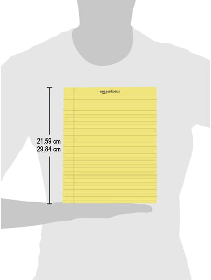 Amazon Basics Wide Ruled Lined Writing Note Pads with Sturdy Back, 8.5" x 11.75", Multicolor, 6-Pack, 300 Sheets, Perforated