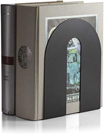 Officemate Heavy Weighted Bookends, Sturdy Office & Home Shelf Organizers, Set of 2 Black Metal Book Supports (93182)
