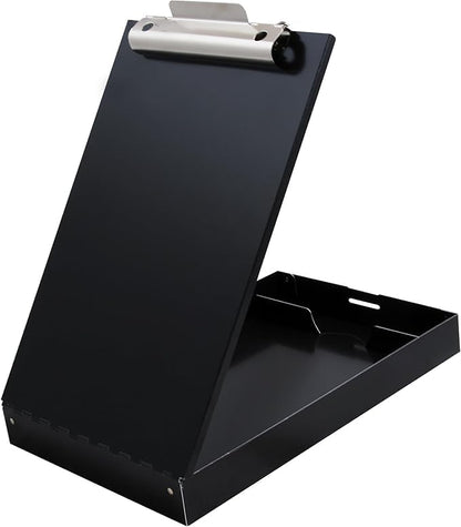 Saunders Cruiser-Mate Black Aluminum Clipboard with Storage, Dual Tray Nursing Folio, HIPAA Compliant Medical Chart Holder, Heavy Duty Recycled Metal, Self-Locking Latch, Made in USA