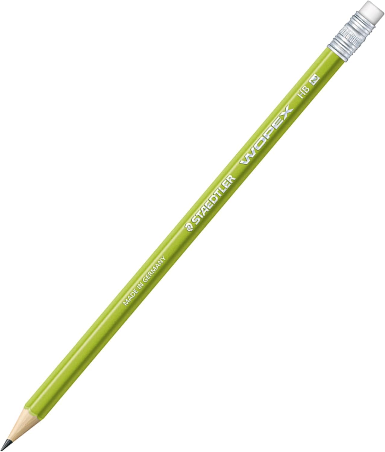 STAEDTLER WOPEX Pre-Sharpened #2 Pencils, Pack of 10 - Ergonomic Triangular Shape, Break-Resistant, Non-Slip Surface, Wood-Polymer, PVC-Free Eraser Tip