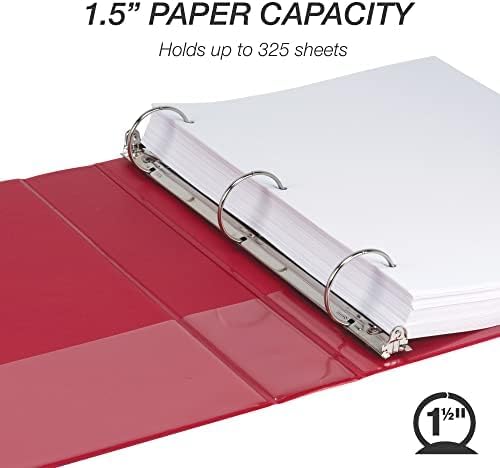 Samsill 1.5 Inch 3 Ring Binders, Economy Round Ring, Clear View Cover, 325 Sheet Capacity - for School, Home, Office - White, 4 Pack