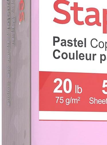 Staples Pastel Colored Copy Paper 8 1/2-Inch x 11-Inch Pink 500/Ream, For Office, School & Home