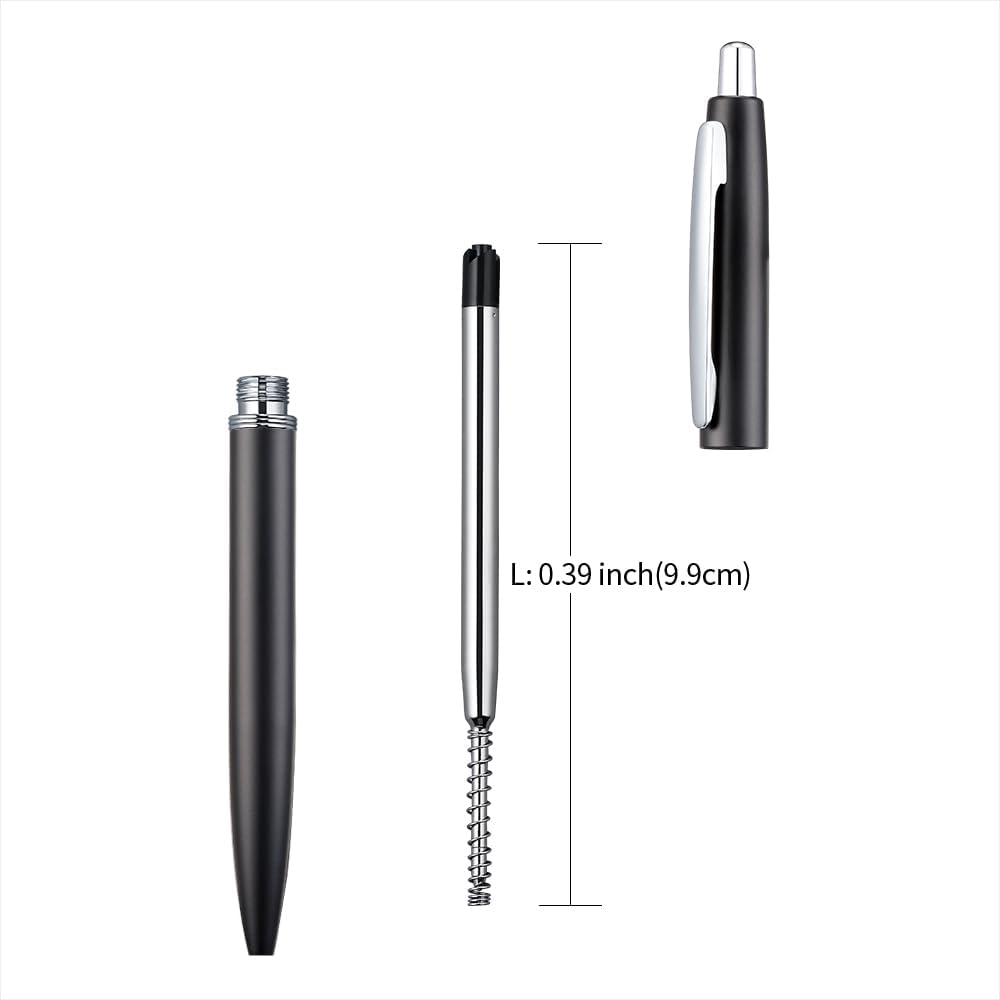 ChaoQ 3 Pcs Retractable Metal Ballpoint Pens, for Gift, Business, Office, 1.0mm Medium Point Black Ink, 6 Extras Replaceable Metal Refills - Stainess Steel