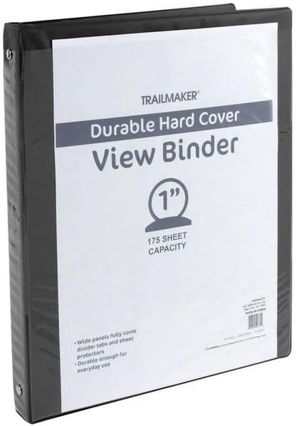 Trail Maker 1 inch Binders (50 Pack), 3 Ring Hardcover Binders in Bulk with Clear View Cover, Pockets for Classroom, Office, Portfolios | Bulk School, Teacher, Office Supplies (White Only Pack)