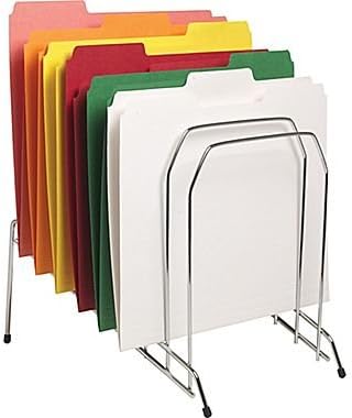 1InTheOffice Metal Incline Desk File Sorter, File Sorter, File Sorter for Desk, File Sorter Organizer. 8-Compartments, Chrome
