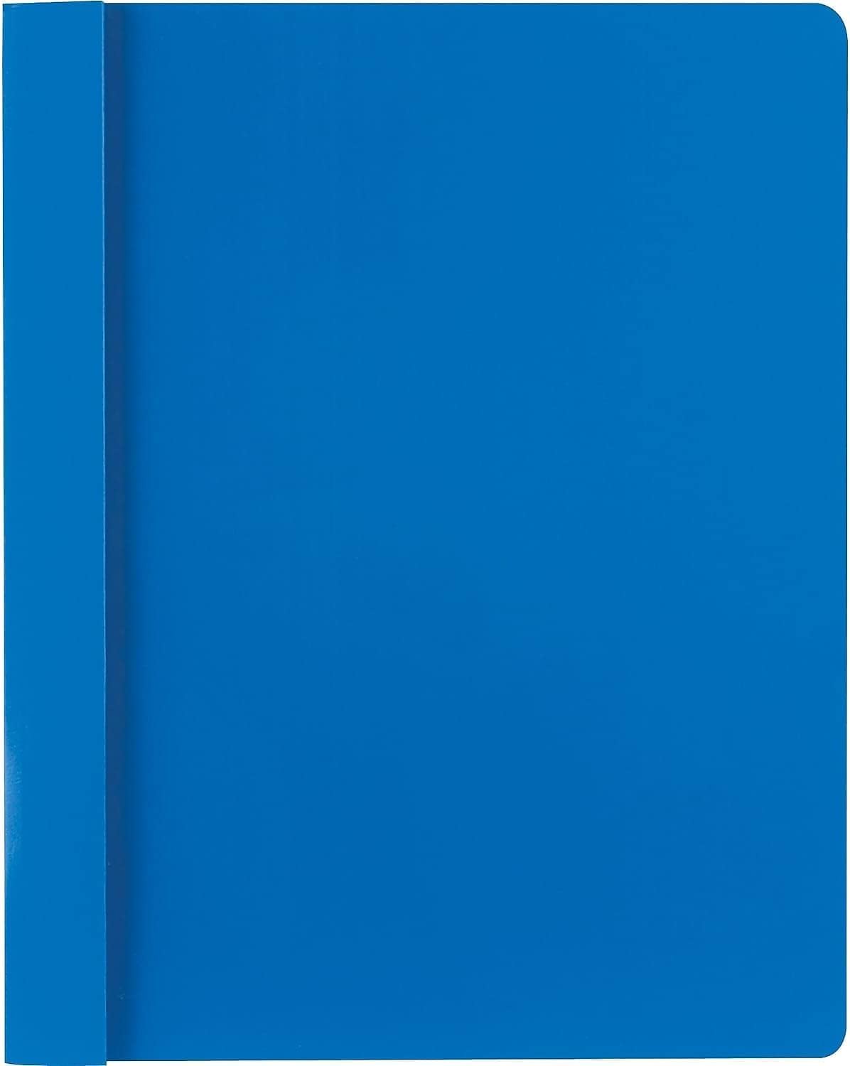 Smead Clear Front Report Cover, Three Double Tang Side Fasteners, 1/2" Capacity, Letter Size, Blue, 25 per Box (87452)