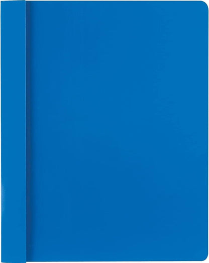 Smead Clear Front Report Cover, Three Double Tang Side Fasteners, 1/2" Capacity, Letter Size, Blue, 25 per Box (87452)