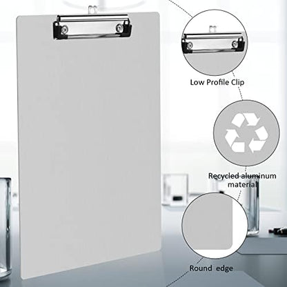 Epakh 8 Pieces Clipboard Bulks Metal Clipboard Aluminum Office Low Profile Clip Standard A4 Letter Size Metal Clip Board, Size 12.5 x 9 Inch