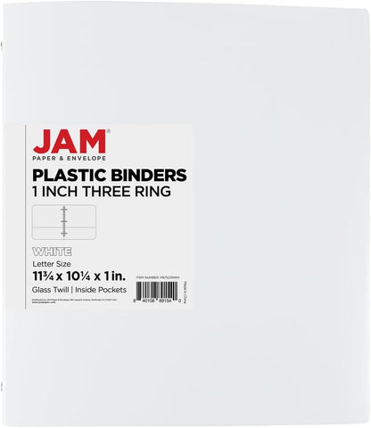 JAM PAPER Plastic 0.75 inch Binder - Clear 3 Ring Binder - Sold Individually