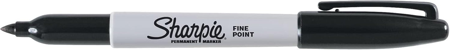 Sharpie Permanent Markers, Fine Point, Black, 12 Count