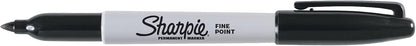 Sharpie Permanent Markers, Fine Point, Black, 12 Count