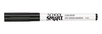 School Smart Dry Erase Pen Style Marker, Fine Tip, Black, Pack of 12 - BY1076-12BLACK