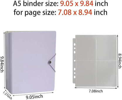A5 3-Hole Round Ring Binder, Refillable Notebook Journal Folder, Binder Protector/DIY Scrapbook/Binder Cover Protector (Purple)