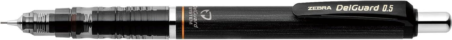 Zebra Pen DelGuard Mechanical Pencil 0.5mm, Black, Blue & White Barrel, Resists Lead Breaking, Double Spring Protection, Built-In Eraser, 3-Pack with Refills, Clip for Easy Carrying (58603)