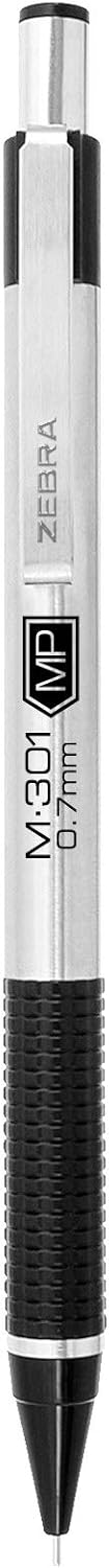 Zebra Pen, M-301 Mechanical Pencil, 0.7mm Point, Stainless Steel Barrel, Textured Grip, Smooth Writing Performance, Refillable, STEEL Series, 2-Count, (54312)