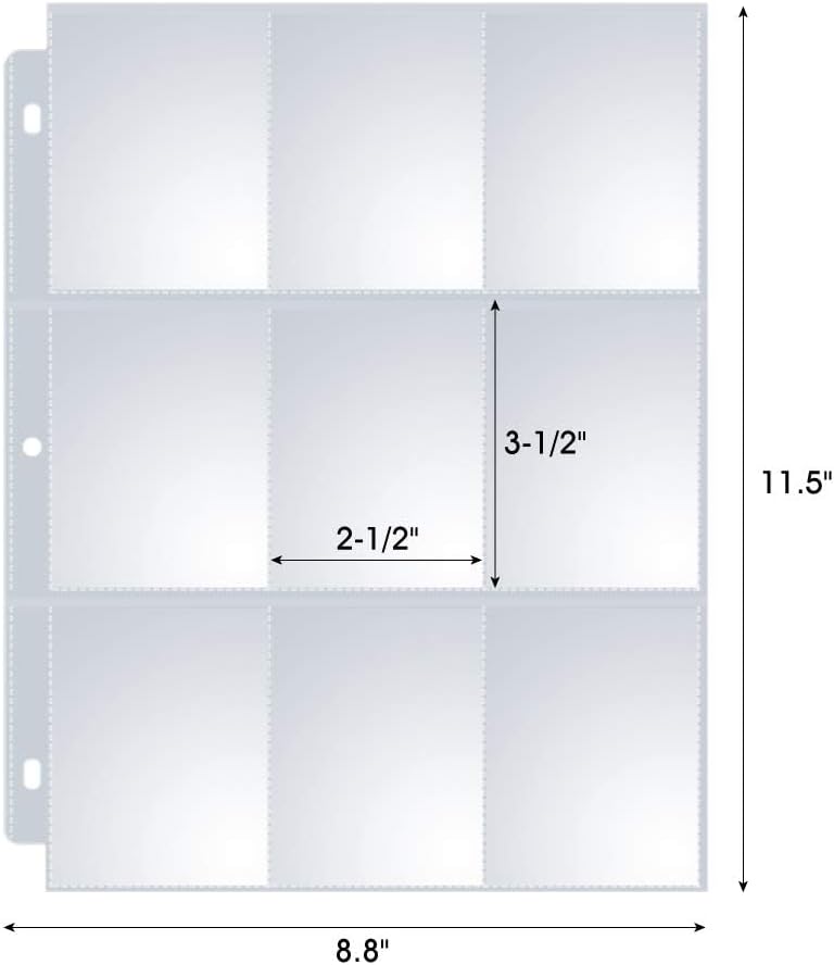 36 Pack 9 Pocket Page Protectors, Sooez Double Sided Trading Card Sleeves for 3 Ring Binder, Baseball Cards Holder, Protective Pages Sheets for Binders Album, Fit for Collectible Games, Sports Cards