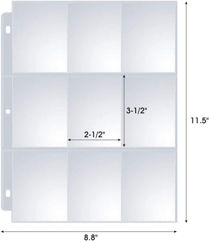 36 Pack 9 Pocket Page Protectors, Sooez Double Sided Trading Card Sleeves for 3 Ring Binder, Baseball Cards Holder, Protective Pages Sheets for Binders Album, Fit for Collectible Games, Sports Cards