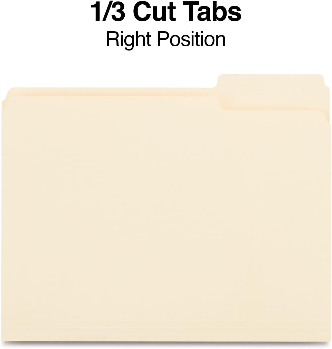 Staples File Folders, Letter Size, 1/3‑Cut Right‑Position Tabs, Manila, Durable Paper Stock, 100/Pack