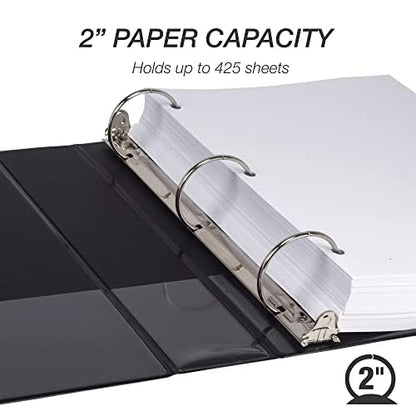 Samsill 3 Inch 3 Ring Binders, Economy Round Ring, Clear View Cover, 550 Sheet Capacity - for School, Home, Office - Black, 4 Pack