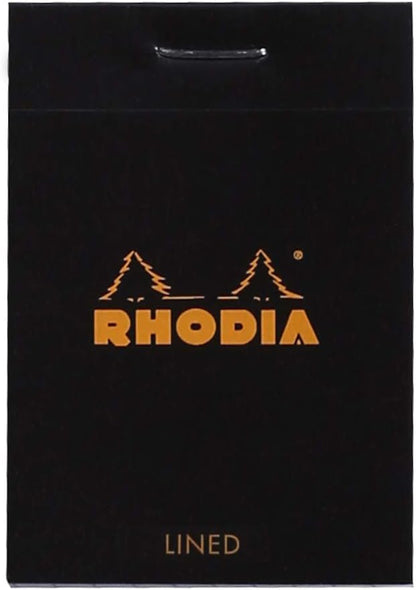 Rhodia Head Stapled Pad No16 A5, Ruled + Margin, 148x210mm-Black