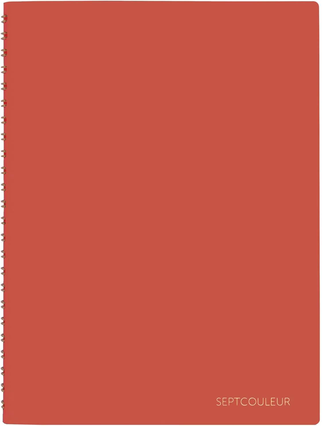 Maruman Septcouleur Grid Notebook- A5, 8.35" x 6.22", 100 Sheets / 200 Pages, 3mm Graph Paper Journal, Durable Rose Gold Wire-bound Spiral, Water Resistant Cover, Spicy Coral Pink, Made in Japan
