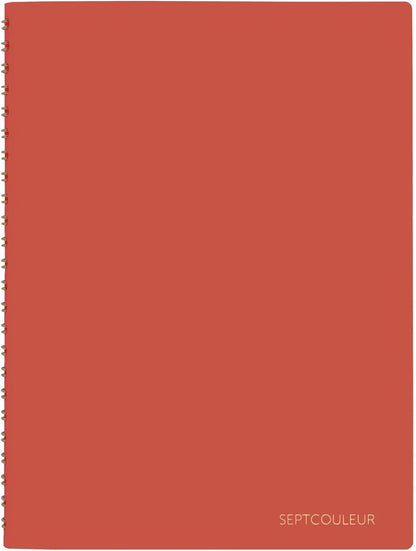 Maruman Septcouleur Grid Notebook- A5, 8.35" x 6.22", 100 Sheets / 200 Pages, 3mm Graph Paper Journal, Durable Rose Gold Wire-bound Spiral, Water Resistant Cover, Spicy Coral Pink, Made in Japan
