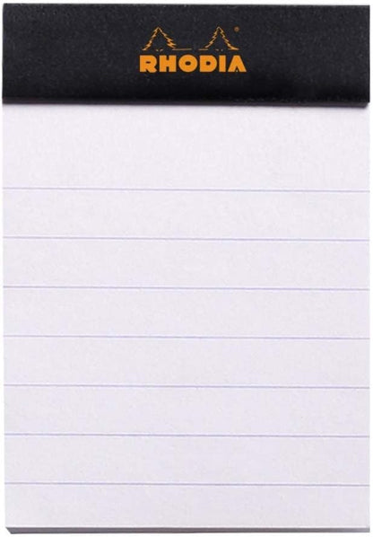 Rhodia Head Stapled Pad No16 A5, Ruled + Margin, 148x210mm-Black
