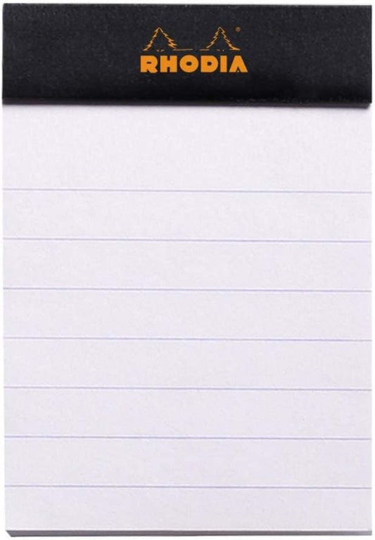 Rhodia Head Stapled Pad No16 A5, Ruled + Margin, 148x210mm-Black