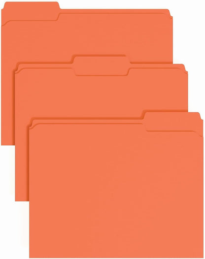 Staples File Folders, Letter Size, 1/3‑Cut Tabs, Purple, Durable 10.5‑Point Paper Stock, 100/Pack