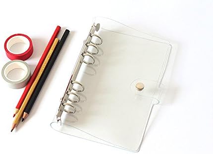 A6 A5 6-Holes Colorful PVC Cover Round Ring View Binder with Snap Button Closure File Folder for Loose Leaf Sheet Protectors Notebook Refill (Pink Daisy, A5 Mini Set) - Colors B