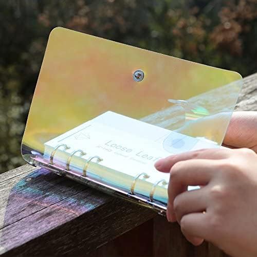 A6 A5 6-Holes Colorful PVC Cover Round Ring View Binder with Snap Button Closure File Folder for Loose Leaf Sheet Protectors Notebook Refill (Pink Daisy, A5 Mini Set) - Colors B