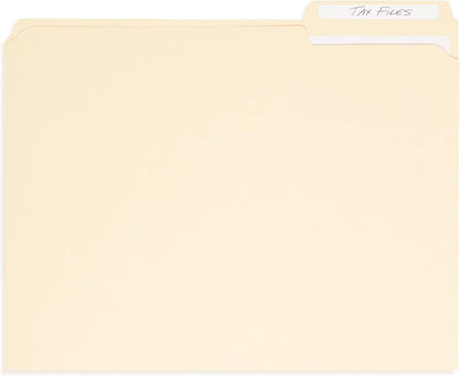 100 Blue Summit Supplies Heavy Duty File Folders Letter Size with 1/3 Cut Reinforced Tabs, Thick 14pt Manila Paper, Heavy Duty Manila Folders for Office, Home, or Classroom