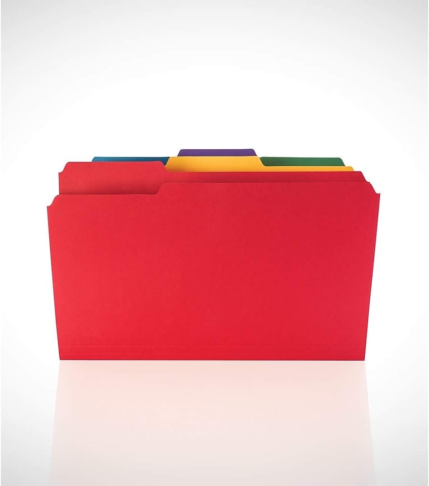 Staples Recycled File Folders, Legal Size, 1/3‑Cut Tabs, Manila, 30% Recycled Paper Stock, 100/Box