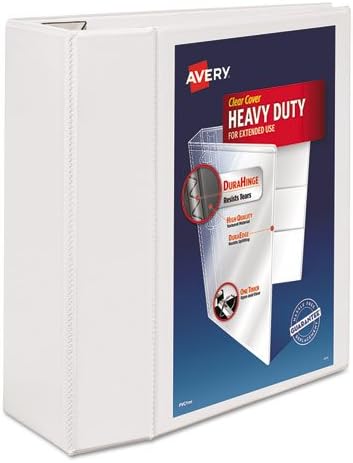 Avery Heavy-Duty View 3 Ring Binder, 3" One Touch EZD Rings, 670-Sheet Capacity, 3.5 Inch Wide Spine, Great for Home, School Supplies, Office, or Organization Needs, 1 White Binder (79193)