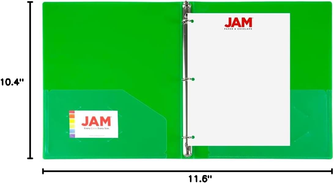 JAM PAPER Plastic 0.75 inch Binder - Clear 3 Ring Binder - Sold Individually