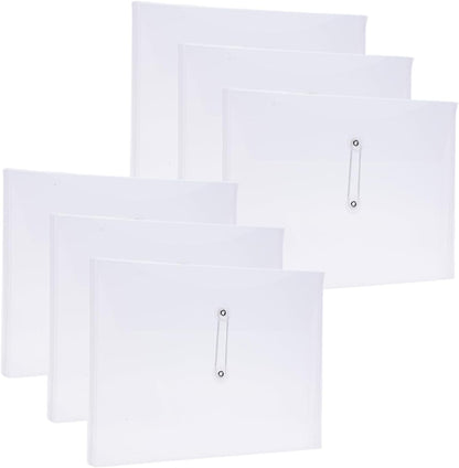 A4 Letter Size Plastic Poly Envelopes with Button and String Tie Closure, 1-1/4" Expansion Clear File Folders Side Loading Documents Organizer for Home School and Office Supplies (7)