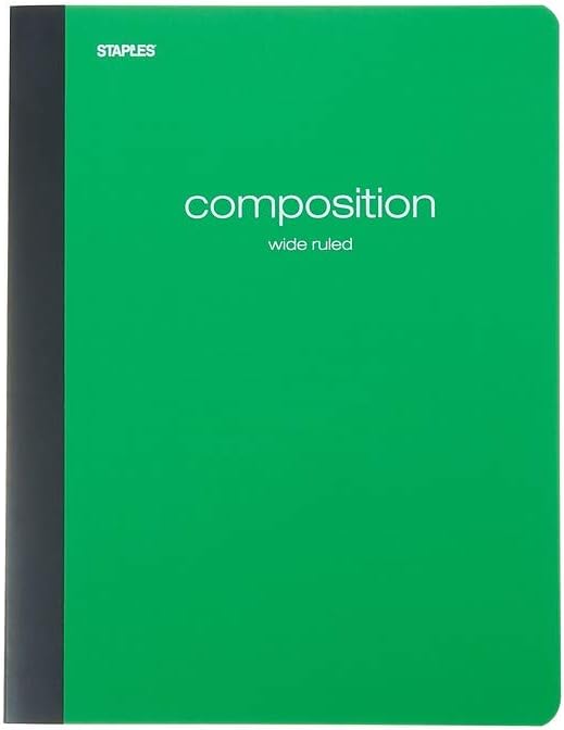 STAPLES Poly Composition Notebook, 9.75” x 7.5”, Wide Ruled, 70 Sheets, Assorted Colors