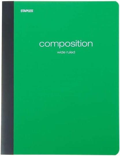 STAPLES Poly Composition Notebook, 9.75” x 7.5”, Wide Ruled, 70 Sheets, Assorted Colors