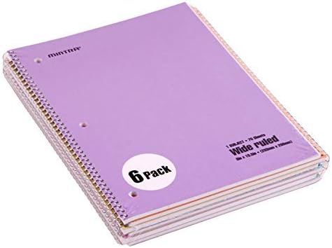 Mintra Office Spiral Notebooks, Wirebound, Journals for School, Work, Business, Aesthetic Stationery, Writing Pads, Teacher & Student Supplies (6, Pastel, College)