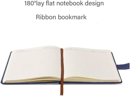 A5 Notebook Journal Leather Journal Hardcover With Pen Set for Work School Writing Business Notebook 200 pages + pen refill + gift box packaging(Blue)