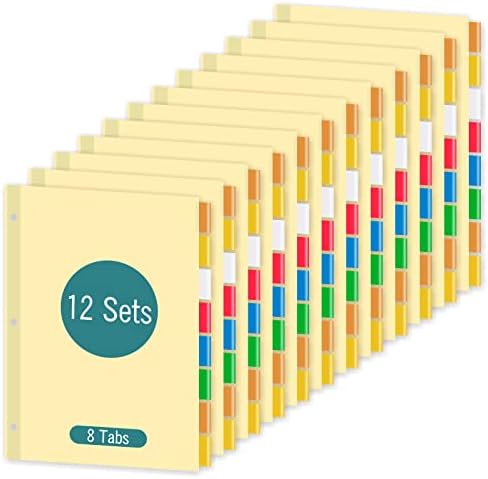 5-Tab Binder Dividers for 3 Ring Binder, Insertable Clear Big Tabs, Letter Size Paper Divider, 8.5 x 11 inch, 6 Sets (30 Dividers Total)