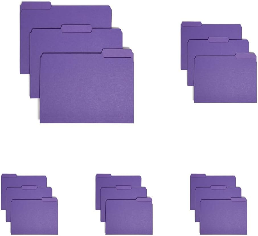 Smead Interior File Folder, 1/3-Cut Tab, Letter Size, Aqua, 100 per Box, Expandable File Folders for Filing Cabinet