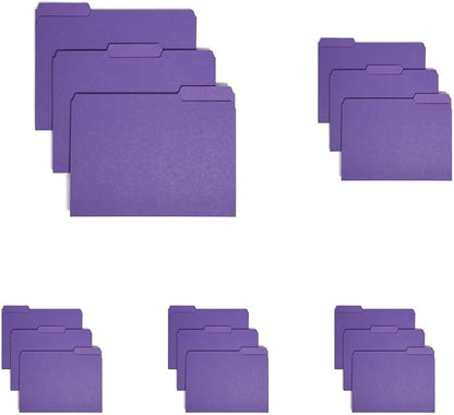 Smead Interior File Folder, 1/3-Cut Tab, Letter Size, Aqua, 100 per Box, Expandable File Folders for Filing Cabinet