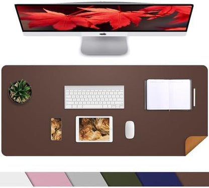 Large Desk Mat 47.2" x 17" Leather Desk Pad Protector with Natural Cork & PU Leather, Non-Slip Office Desk Mat, Large Mouse Pad, Waterproof Desk Blotter pad for Office&Home(Black)