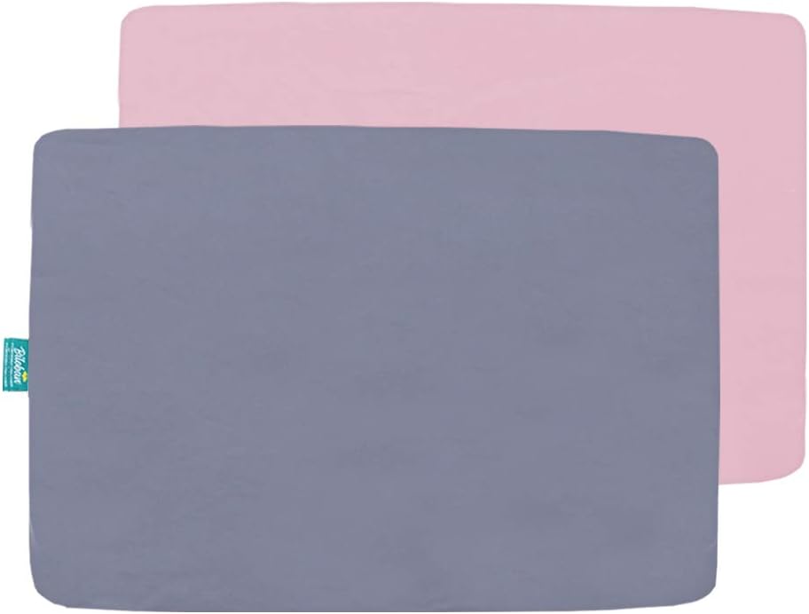 Pack and Play Sheets and Waterproof Pack n Play Mattress Protector Pad Cover 4 Pack Set, Ultra Soft Pack n Play Mattresses Sheets Compatible with Graco Pack n Play, Grey&Navy