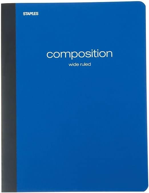 STAPLES Poly Composition Notebook, 9.75” x 7.5”, Wide Ruled, 70 Sheets, Assorted Colors
