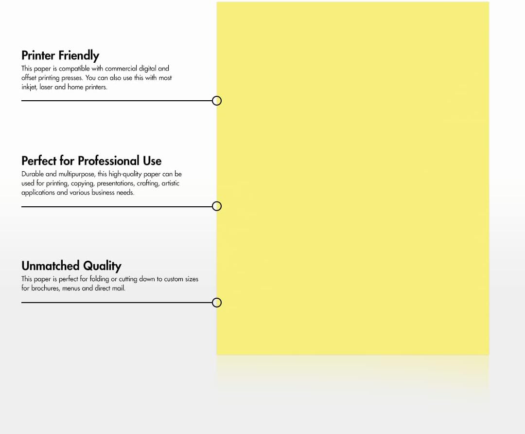 LUXPaper 8.5" x 11" Paper | Letter Size | Pastel Canary Yellow | 60lb. Text | 50 Qty