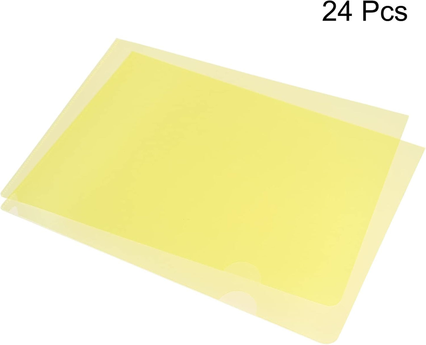 PATIKIL L Type Folders 24 Pack A4 Plastic File Project Pockets Clear Paper Document Jacket Sleeve for Office, Black