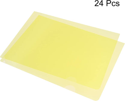 PATIKIL L Type Folders 24 Pack A4 Plastic File Project Pockets Clear Paper Document Jacket Sleeve for Office, Black